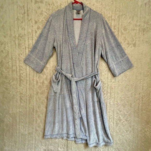 Natori Robe Pockets Mid Length Sz M Brushed Terry Front Pockets Inner Tie Belted - Picture 1 of 16